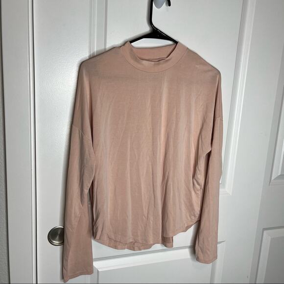 Madewell Sandwashed Mock Neck Tee In Sheer Pink Size Small - Picture 2 of 7